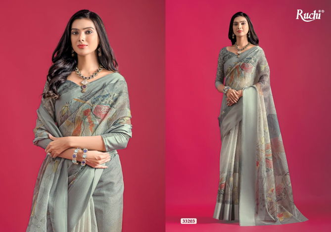 Saanchi By Ruchi Digital Printed Linen Designer Sarees Wholesale Price In Surat
